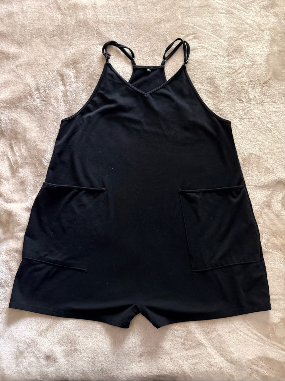 Black Women's Sleeveless Romper with Pockets